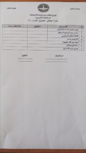 قوائم الطلبة الجدد وتوزيعهم على قاعات الامتحان