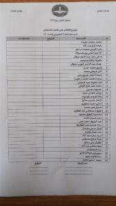 قوائم الطلبة الجدد وتوزيعهم على قاعات الامتحان