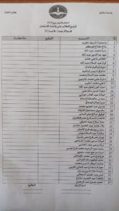 قوائم الطلبة الجدد وتوزيعهم على قاعات الامتحان